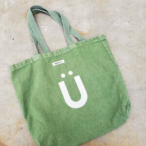 sage green cotton tote bag